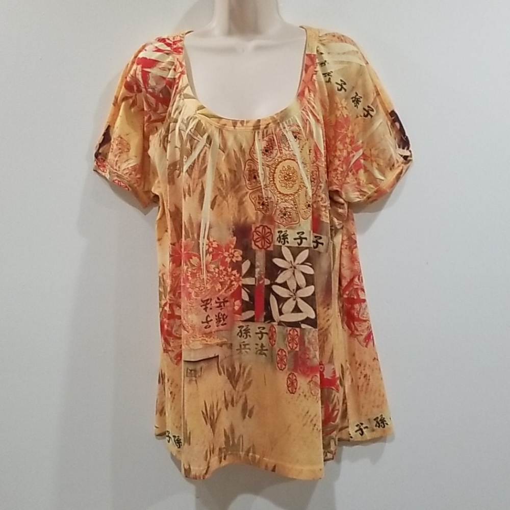 B.L.E.U woman multi color 1x blouse
